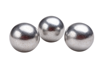 Three metallic silver spheres with speckled texture on black background ball gray, Png, Isolated on Transparent Background, Cut Out