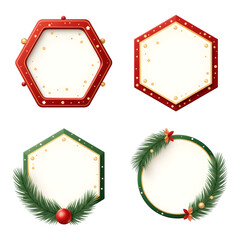 Colorful Geometric Frames with Christmas Decorations for Holiday Greeting Cards