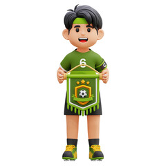 3D Illustration, character Elf with Banner