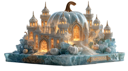beautiful lighting house  of pumpkin isolated on white background