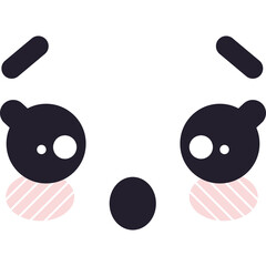 Cute Kawaii Anime Panda Face Expression With Pink Blush Cheeks And Dark Eyes On Transparent Background Vector Graphic