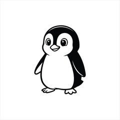 A penguin a cute bird silhouette vector art illustration on white background 
