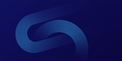 Blue abstract background. Geometric round lines pattern. Modern shiny blue gradient lines. Futuristic technology graphic design.