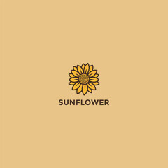 Fototapeta premium Sunflower logo design vector icon flat illustration