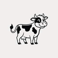 Cute cow cartoon isolated vector art illustration on white background 