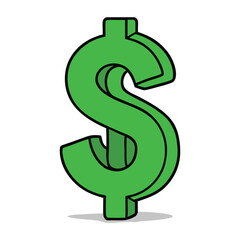 A bright green dollar sign symbolizing wealth, money, and financial success. Perfect for designs about business, banking, savings, or economic growth themes.
