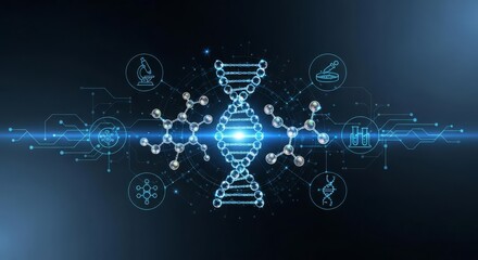 DNA Helix Structure with Molecular Compounds and Technological Elements.
