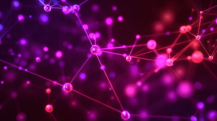 Glowing interconnected spheres form a complex digital network structure in abstract darkness