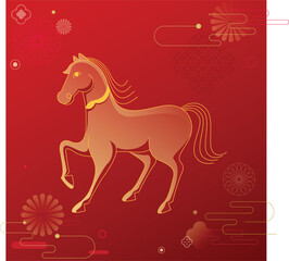 Year of the Horse in the Lunar New Year vector illustration