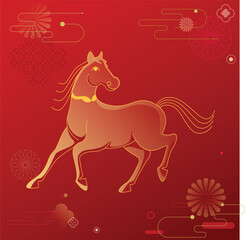 Year of the Horse in the Lunar New Year vector illustration