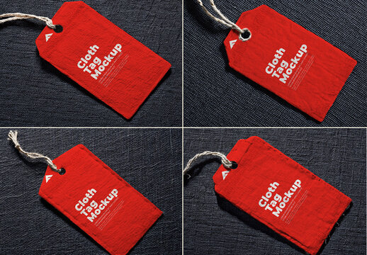 Angled Close-up Retail Price Tags Mockup Set on Textured Surface