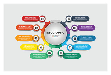 Colorful Circular Infographic With Ten Segments.