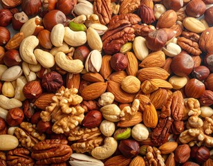 Mixed Nuts Collection Close Up Brown Beige White