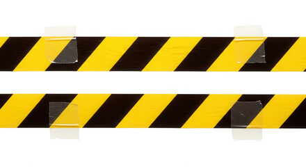 Caution tape isolated on transparent background, a visual warning to alert people of danger and prevent accidents