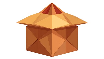 Abstract geometric house model. Isolated rendering with origami style design