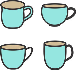 シンプルな水色のマグカップのイラストアイコン