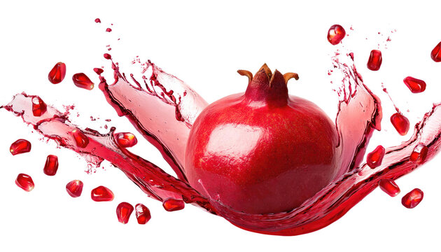 Fresh Ripe Pomegranates Fruit Isolated White Background - Powered by Adobe