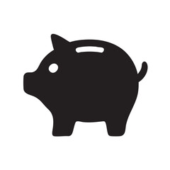 Simple black silhouette illustration of a classic piggy bank design