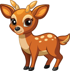 Obraz premium Cute cartoon baby deer with spots and big eyes