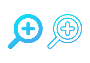 Gradient Blue Zoom In Flat Colored Illustration for Magnification and Search Interface Concept