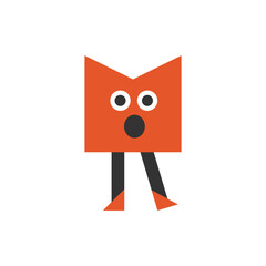 A red arrow-shaped vector mascot with big eyes and small legs. Great for geometric vector sets, icon collections, and kids illustrations.