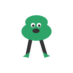 A friendly green cloud-shaped vector mascot with a smile and legs. Great for playful cartoon branding, kids illustrations, and fun vector projects.