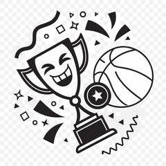 Happy Trophy With Basketball and Medal Celebration award winner