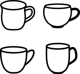 シンプルな線のみのマグカップのイラストアイコン
