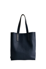 Plain dark-blue tote bag with simple handles, on a black background