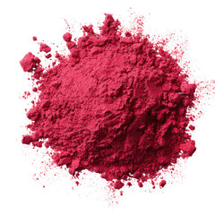 Pile of vibrant crimson powder against a contrasting dark background