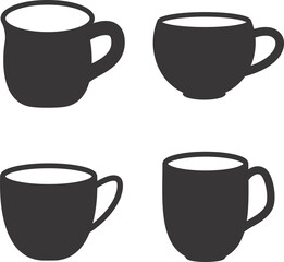 シンプルなマグカップのシルエットのイラストアイコン