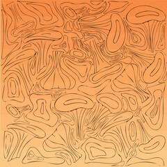Chanterelle mushroom line art seamless pattern, organic abstract contour design