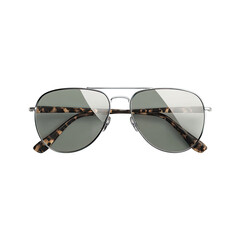 Aviator sunglasses with silver frame & tortoise accents on black