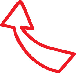 Red Hand-drawn marker arrow hand-drawn. Arrow icon. Arrow drawn with marker arrows doodle icon Hand drawn freehand different curved lines swirls  Direction pointers. Grunge  marker drawing  Vector 