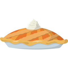 Pixel Art Peach Pie with Whipped Cream Topping on Transparent Background Delicious Dessert