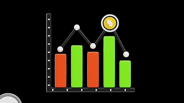 3D Animation of Market Analysis | Alpha Channel