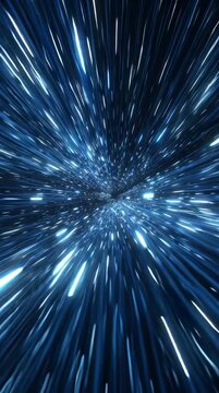 The video features a visual effect known as hyperjump or warp speed, which is often seen in science fiction films like Star Wars. This effect depicts travel through space at very high speed.