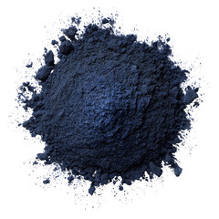 Anthracite dust pile with rough texture, on a plain black background