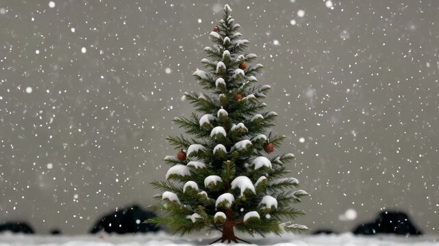 a close up of a small pine tree in the snow