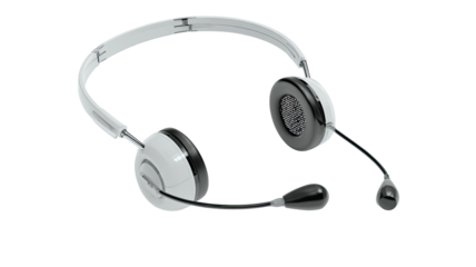 Light headset with boom mic for communication or work