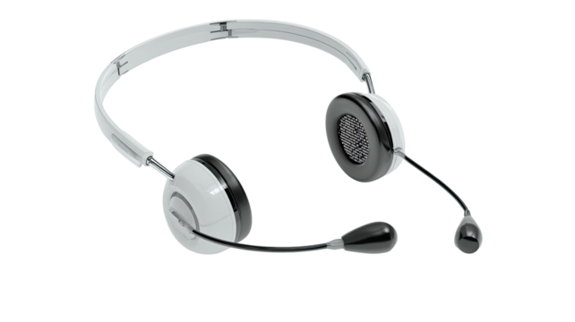 Light headset with boom mic for communication or work