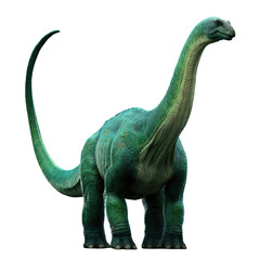 Teal dinosaur with long neck, facing forward
