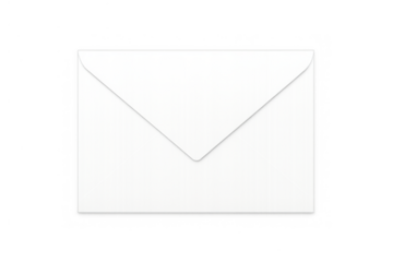 White envelope with a blank fold, symbolizing mail, correspondence, and communication message, transparent background