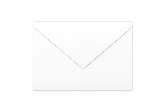 White envelope with a blank fold, symbolizing mail, correspondence, and communication message, transparent background - Powered by Adobe