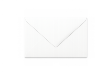 White paper envelope on a transparent background. Concept for mail delivery, message, and communication