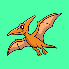 Pteranodon Cute Fly in The Sky Illustration