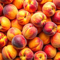 Vibrant Pile of Fresh Peaches - A Colorful Fruit Harvest.