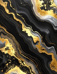 Abstract Gold and Black Marble Texture Background for Luxurious Design.
