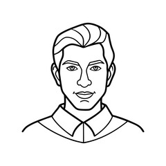 Stylized Line Drawing of Man’s Face with Collared Shirt
