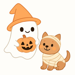 Ghost and Mummy Dog Halloween Buddies